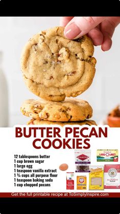 the advertisement for butter pecan cookies is shown