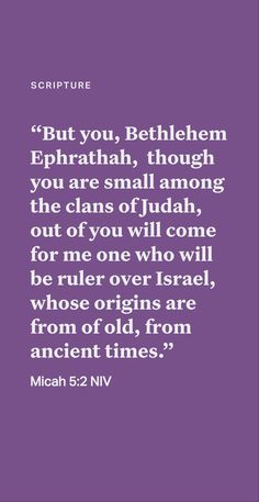 a purple background with the words, but you, bethlemem epharh, thou