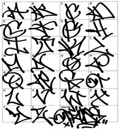 an image of graffiti written in different languages on a sudokun grid with the letters and numbers added to it