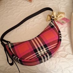 "Smile Foliage Plaid Fabric Bag-Small" (11.5" L X 5.5" W) Never Been Used, Tags Still Attached, Cloth Storage Bag & Care Instructions. Hot Pink, Black & White Plaid. Black Leather Strap Is 19". Lists For $258 Designer Kate Spade Pink Bag, Kate Spade Pink Everyday Shoulder Bag, Designer Pink Shoulder Bag For On-the-go, Pink Kate Spade Shoulder Bag For Travel, Kate Spade Pink Shoulder Bag For Daily Use, Kate Spade Pink Shoulder Bag For Travel, Kate Spade Pink Shoulder Bag For Everyday, Trendy Kate Spade Shoulder Bag With Removable Pouch, Multicolor Rectangular Shoulder Bag By Kate Spade