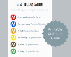 the gratitue game is an excellent way to learn how to use it