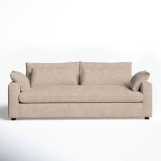 an image of a couch with pillows on the top and bottom part, in front of a white background