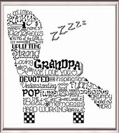 a cross stitch pattern with the word grandpa written in different languages