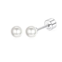 PRICES MAY VARY. ELEGANT PEARL EARRINGS - The classic round design white pearl earrings are a indispensablef jewelry that every chic and elegant woman deserves to own. Our pearl earrings stud available in sizes: 4-6mm. There are always one that you like the most. HYPOALLERGENIC EARRINGS -- Our pearl studs earrings are made of High-Quality 925 Sterling Silver, Nickel-Free, Lead-Free, Hypoallergenic stud earrings for sensitive skins. 18K gold plated/white gold plated adds shine to the pearls earri Small Pearl Earrings, Real Pearl Earrings, Long Pearl Earrings, Silver Pearl Earrings, White Pearl Earring, Flat Back Earrings, Faux Pearl Earrings, Bride Earrings, Gauged Earrings