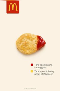 an advertisement for mcdonald's is shown with a fried potato and ketchup