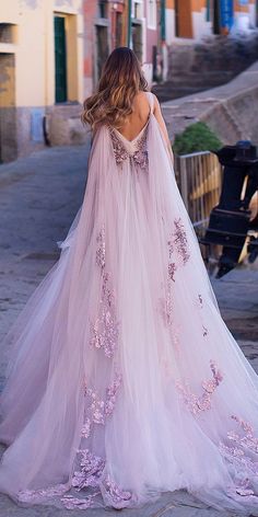 30 Disney Wedding Dresses For Fairy Tale Inspiration ❤  disney wedding dresses ball gown with cape purple rapunzel ange etoiles #weddingforward #wedding #bride Bride Dress Backless, Disney Wedding Dress, Mode Retro, Disney Wedding Dresses, Tulle Wedding Gown, Fairy Tale Wedding Dress, Fairy Wedding, Lace Formal Dress, Fairytale Dress