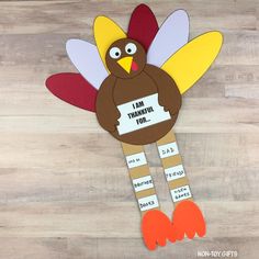 a paper turkey with a sign that says i am thanksgiving