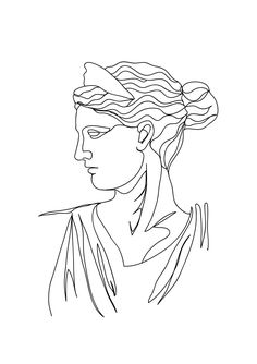 a continuous line drawing of a woman's head with braids on her hair