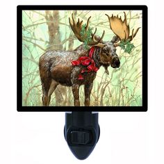 a computer monitor with a moose on it's screen