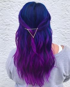 Blue And Purple Hair Color, Purple And Blue Hair, Blue And Purple Hair, Purple Hair Color Ideas, Blue Purple Hair, Purple Hair Color, Blue Ombre Hair, Hair Color Purple, Pretty Hair Color