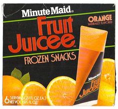 a box of orange juice with frozen snacks