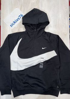 Nike Swoosh Men's 1/2-Zip Fleece Hoodie Style/Color Code-DX0566 010 Colorway-Black/White/White Men's Size-M 100% authentic and brand new. Be sure to check out my other listings.  PLEASE REVIEW INFORMATION CAREFULLY AS ALL SALES ARE FINAL. Hoodie Style, Nike Swoosh, Color Code, White White, Fleece Hoodie, Hoodie Fashion, Color Coding, Active Wear, Mens Accessories