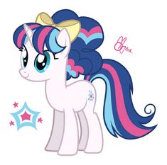 a pinkie pony with stars on it's head and the name glim