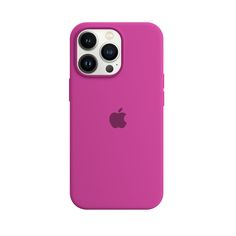 the pink iphone 11 case is shown with an apple logo on it's back