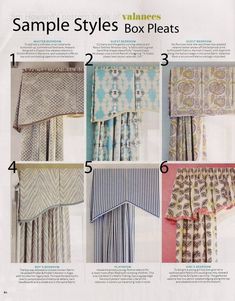 the instructions for curtains and valances are shown in this page, which shows how to make