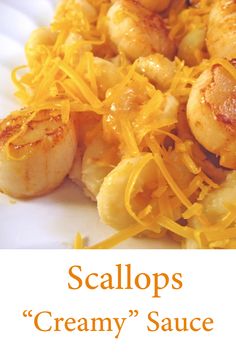 Scallops with "Creamy" Sauced Pasta Fried Scallops, Healthy Sauces, Vegan Sauces, Healthy Meals To Cook, Vegan Alternatives, Cabbage Rolls, Creamy Sauce, White Beans, Shredded Cheese