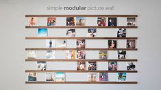 a wall with multiple pictures on it and the words simple modular picture wall above them