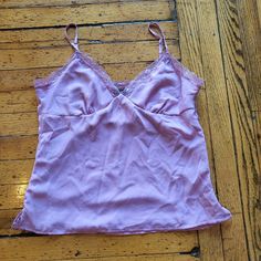 Nicole Miller Lace Cami Lavender Size 12 New With Tags Lined Camisole With Adjustable Straps Side Zipper Closure With Side Slits Lace Neckline (F) Feminine Lavender V-neck Top, Feminine Purple Sleeveless Camisole, Purple Camisole Top For Loungewear, Lavender Fitted Tops For Daywear, Fitted Lavender Tops For Daywear, Purple Cami Tops For Loungewear, Purple V-neck Camisole For Loungewear, Fitted Lavender Camisole, Fitted Lavender Camisole Top