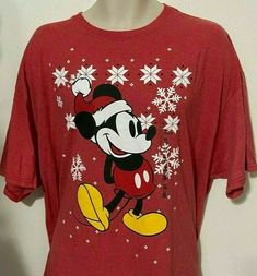 DISNEY Santa Hat MICKEY MOUSE CHRISTMAS T-SHIRT Men's SIZE XL 2XL NWT Pokemon Ornaments, Mouse Christmas, Mickey Mouse Christmas, Christmas Men, Disney Christmas, Tag Sale, Christmas T Shirt, Christmas Tees, Disney Mickey Mouse