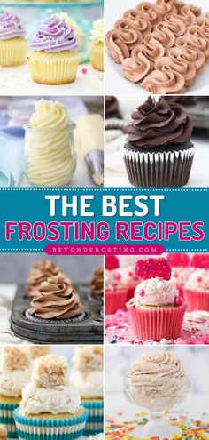 Every baker must have the BEST frosting recipes! From vanilla to Oreo to cream cheese and more, these easy homemade frostings are perfect for piping and for decorating sweet food like cakes, cupcakes, and cookies. Find a dessert to make at home today! Best Icing For Cupcake Decorating, Easy Frosting Recipes, Cupcake Frosting Recipe, Homemade Cake Frosting, Cupcake Icing Recipe, Best Frosting Recipe, Best Frosting, Homemade Frosting Recipes, Cupcake Frosting Recipes