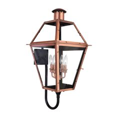 an outdoor light fixture with three lights on it