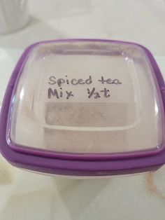 a purple and white container that says spiced to mix - vat