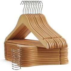 PRICES MAY VARY. Sturdy Wooden Hangers- Crafted from sturdy, lightweight solid wood featuring a reinforced pant bar secured your clothing.Each hanger can hold up to 15 lbs and is strong enough to hold even the thickest winter coats. Wood Hangers With Non-Toxic Coating - Wood hangers cover with water-based non-toxic paint which is safe for all ages using.You will not feel the smell of paint, only the fragrance of wood. Multifunction Clothes Hanger - These wooden coat hangers have precisely groove Wood Coat Hanger, Wooden Coat Hangers, Hanger Crafts, Suit Hangers, Pant Hangers, Wood Hangers, Wire Hangers, Wooden Hangers, Coat Hanger