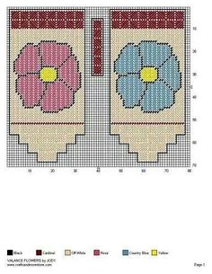 the cross stitch pattern shows two flowers on each side