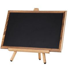 a wooden easel with a blackboard on it