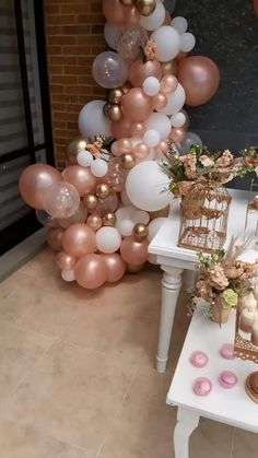 mesa de postre fiesta rosa mesa decoracion postres Birthday Decoration Ideas, 18th Birthday Party Themes, Deco Ballon, Outdoor Baby Shower, Birthday Party Decorations Diy, Birthday Party Theme Decorations, 13th Birthday Parties, Gold Birthday Party, Birthday Balloon Decorations