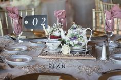 the table is set up for a tea party