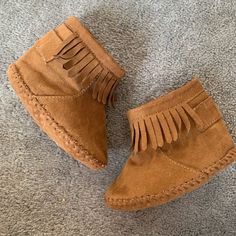 Nwot Suede Fringe Boots Never Worn, Mark On Bottom Is From Where Tag Was Taken Off Size 4 Brand Is Teeny Toes Not The Children’s Place ( Listed As Such For Exposure) Casual Closed Toe Boots With Soft Sole, Leather Boots With Round Toe For Playtime, Cute Fall Booties With Round Toe, Brown Boots With Soft Sole For Fall, Brown Winter Boots With Soft Sole, Brown Soft Sole Boots For Fall, Casual Moccasins With Round Toe For Playtime, Casual Round Toe Moccasins For Playtime, Winter Boots With Soft Sole And Round Toe