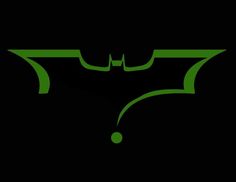 the dark knight rises logo on a black background with green letters and an image of batman's head