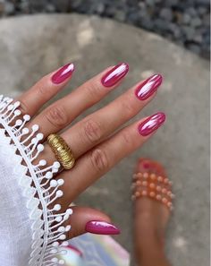 50+ Colorful Chrome Nail Designs That Are Trending; pink nails! This includes chrome nails designs, chrome nails ideas, chrome nails designs, chrome nail art, chrome nail ideas, metallic nails, metallic nails designs, metallic nails acrylic & more! This also includes glazed donut nails, colorful chrome nails, chrome nails french tip, chrome nails pink, glazed donut nails pink, barbie nails, pink nails designs, chrome nails almond & more! #chromenails #metallicnails #chromenailsdesigns #pinknails Magenta Nails, Pink Chrome Nails, Colorful Nails, Summery Nails, Funky Nails, Pretty Acrylic Nails