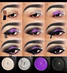 How-to Purple Smokey Makeup Tutorial Check out the website to see more Purple Eye Makeup Tutorial, Make Up Mata, Goth Prom, Halloweenský Makeup, Makeup Cantik, Purple Smokey Eye, Make Up Tutorials, Purple Eye Makeup, Witch Makeup