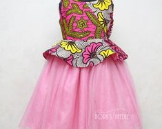 Claire Ankara and Tulle Ball Dress/ African Print Flower Girl Dress - Etsy UK African Princess Dress, Party Pink Dress, Princess Dress Pink, Dress African Print, Tulle Balls, Pink Party Dresses, Dress African, Princess Collection