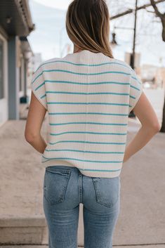 + cream and blue striped top+ soft knit texture+ mock neckline+ relaxed & comfy fit+ front pocket detailing Clothes Wishlist, Blue Striped Top, Knit Texture, Teacher Outfits, Mock Neckline, Fall Jackets, Comfy Fits, Striped Knit, Skirt Top