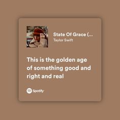 a brown square with the words state of grace and taylor swift on it's side