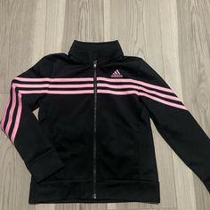 New Without Tags. Black With Light Pink Stripes. Size 6 Pink Adidas Sports Outerwear, Pink Adidas Sporty Outerwear, Sporty Pink Adidas Outerwear, Pink Adidas Winter Outerwear, Pink Adidas Long Sleeve Outerwear, Adidas Pink Long Sleeve Outerwear, Black Adidas Jacket, Sports Outfit, Adidas Girl