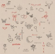 an image of tattoos on the back of a sheet of paper that says i love you