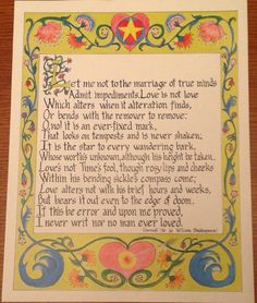 a poem written in an ornate frame with flowers and hearts on the border is shown