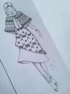 a drawing of a woman in a dress