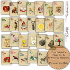 the printable alphabet flash cards are all in different styles and colors, including one for each letter