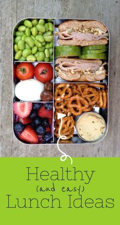 an open lunch box filled with healthy and easy lunch ideas