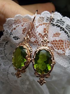 Green Peridot Earrings, Rose Gold Filigree, Victorian Jewelry, Pin Design P18 Camphor Glass Jewelry, White Topaz Earrings, White Opal Ring, Peridot Earrings, Pin Design, Floral Brooch, Peridot Gemstone, Topaz Earrings, Stylish Earring