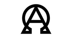 the letter a is made up of two black letters, one with an arrow on it