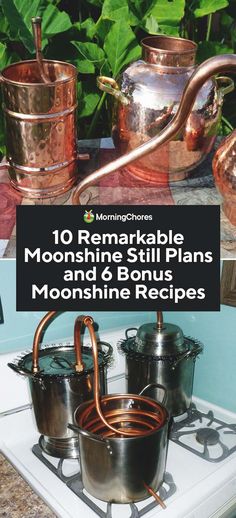 copper pots and pans sitting on top of a stove with the words 10 remarkable moonchild