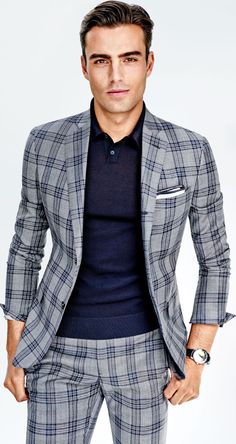 Polo shirt with plaid suit A Man In A Suit, Man In A Suit, Colton Haynes, Gq Style, Men's Outfits, Plaid Suit, Sharp Dressed Man, Suit Style, Well Dressed Men