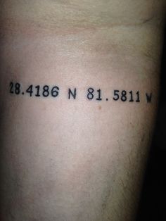 a person with a tattoo on their leg that says,'8416 n 811 w