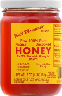 wild mountain honey raw 100 % pure natural uncooked honey, 16 ounce jar